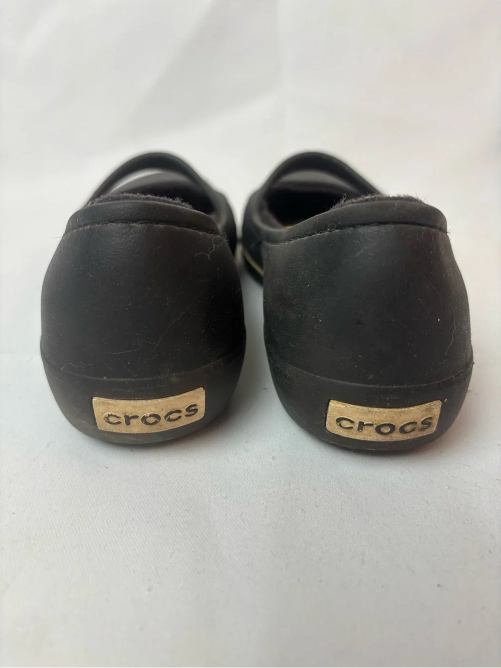 Crocs Crocband Black Mary Jane Flats Slip On Shoes Women 9 Fabric Lined Comfort